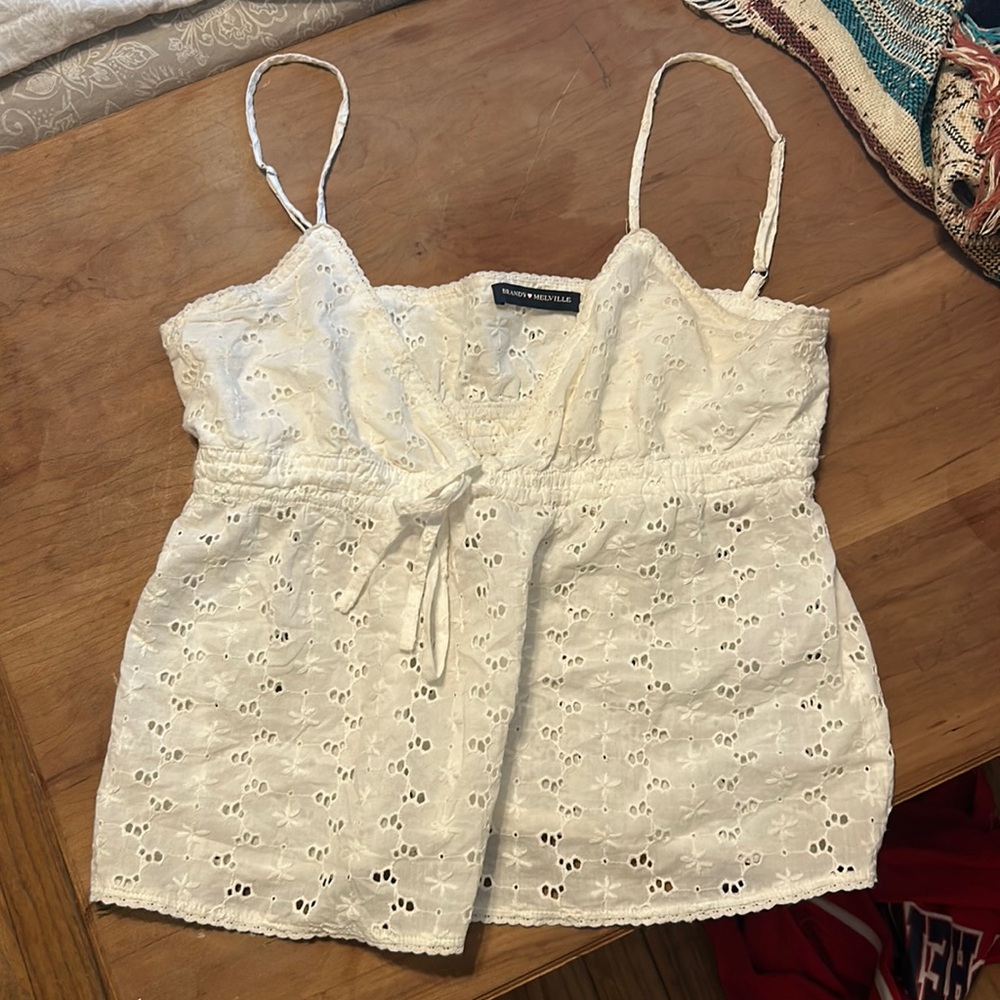 White Brandy Eyelet Tank